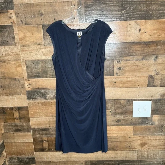 Anne Klein | Dresses | Anne Klein Blue Ruched Asymmetrical Midi Dress |  Poshmark